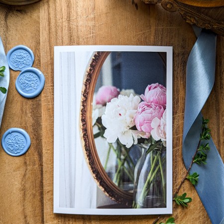 Card - Peony Bouquet & Gold Mirror