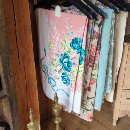 Tablecloth | Vintage Floral - peach, blue, green and white | 50x60