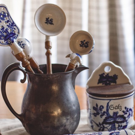 Antique German Meissen Blue & White Onion Porcelain Kitchen Tools